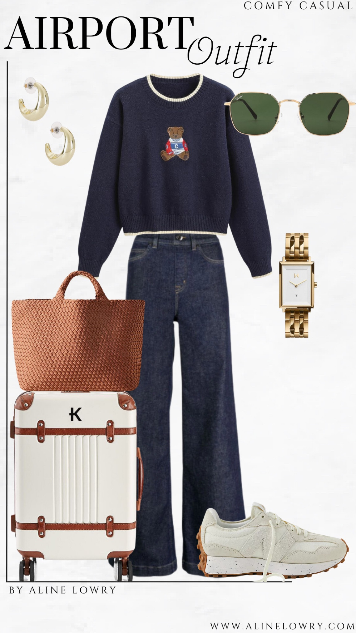 Airport outfit idea - teddy bear sweater, navy blue outfit, most comfortable jeans. 

#LTKStyleTip #LTKSeasonal #LTKTravel