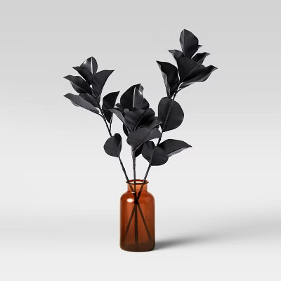 20" x 16" Artificial Blackened Eucalyptus Plant Arrangement in Glass Pot - Threshold͐... | Target