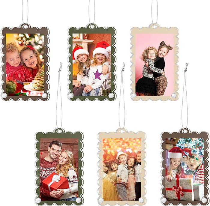 Bucherry 6 Pack Christmas Clear Acrylic Photo Frame Ornaments 2"x 3" Mini Hanging Picture Frame O... | Amazon (US)