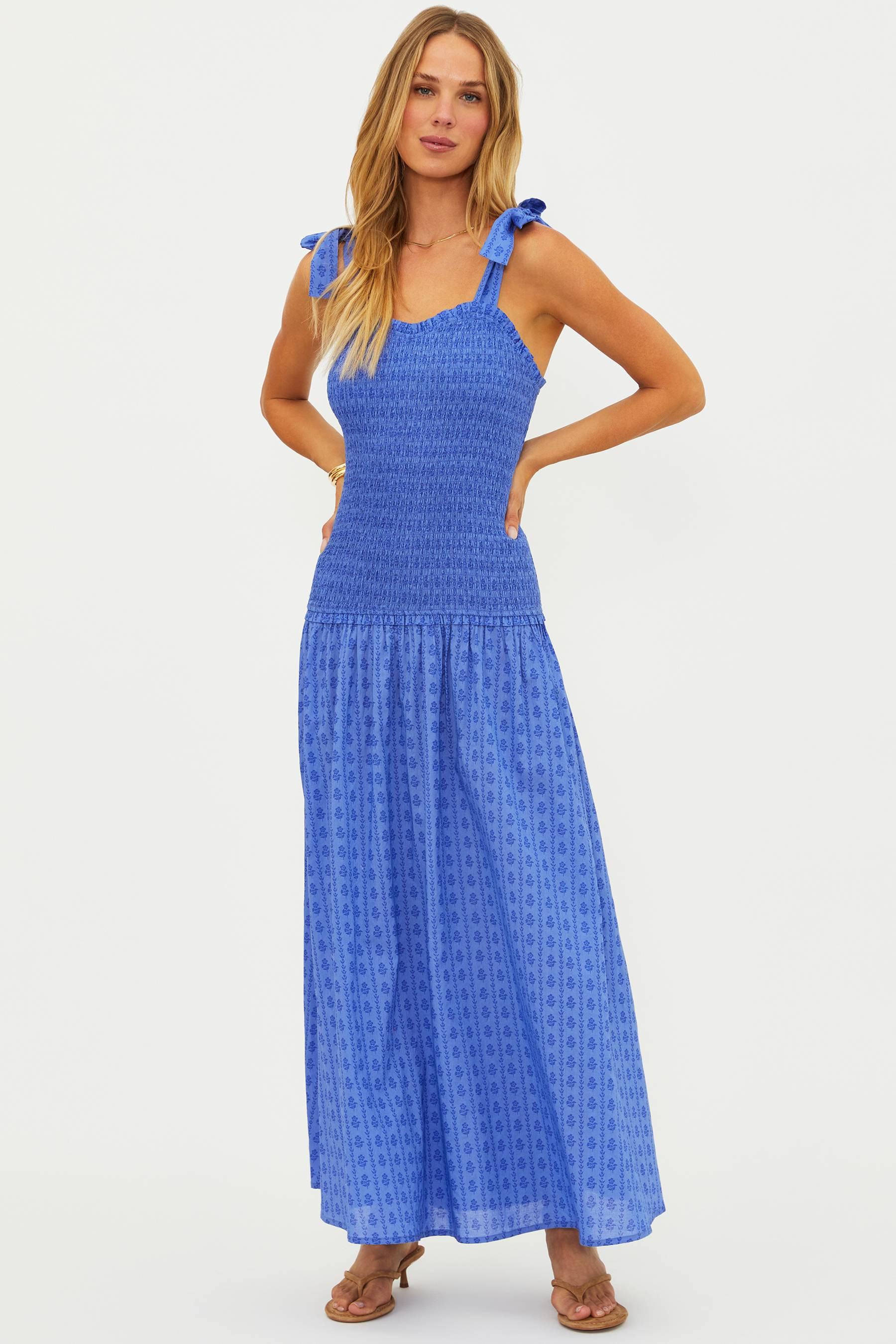 Isadora Dress Sapphire Sea | Blue Smocked Maxi Dress | Beach Riot | Beach Riot