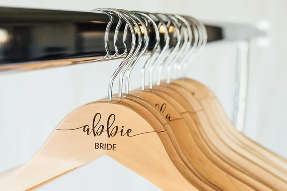 Personalized Bridesmaid Hangers - Wedding Hanger - Wooden Engraved Hanger - Bridal Dress Hanger -... | Etsy (US)