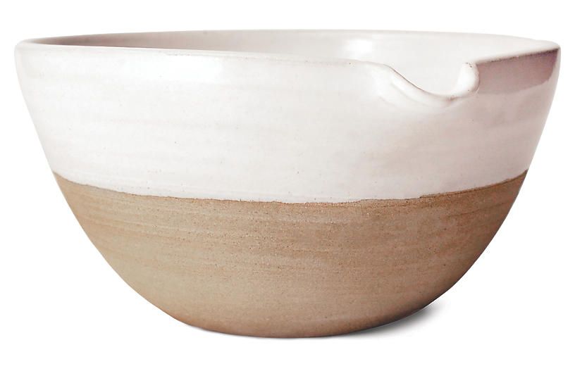 Pantry Mixing Bowl - White/Natural - Farmhouse Pottery | One Kings Lane