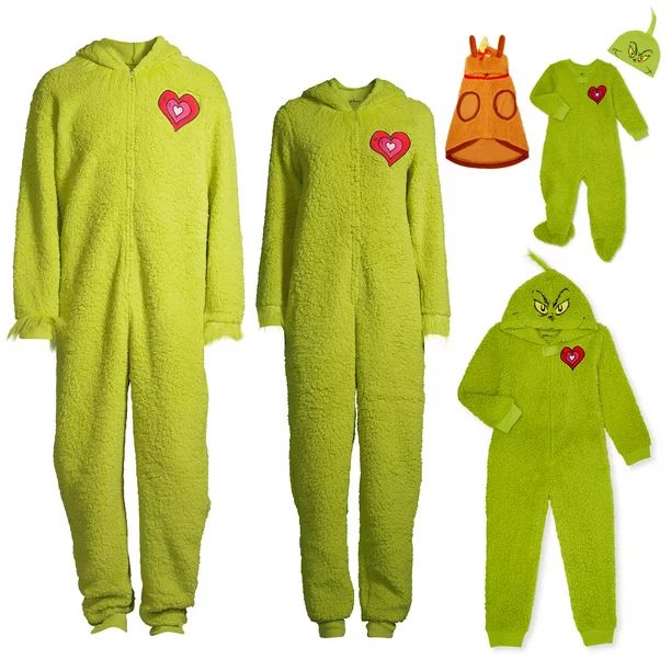 Grinch Holiday Matching Family Christmas Pajamas Men's Sleepwear Union Suit, Sizes S-2XL | Walmart (US)