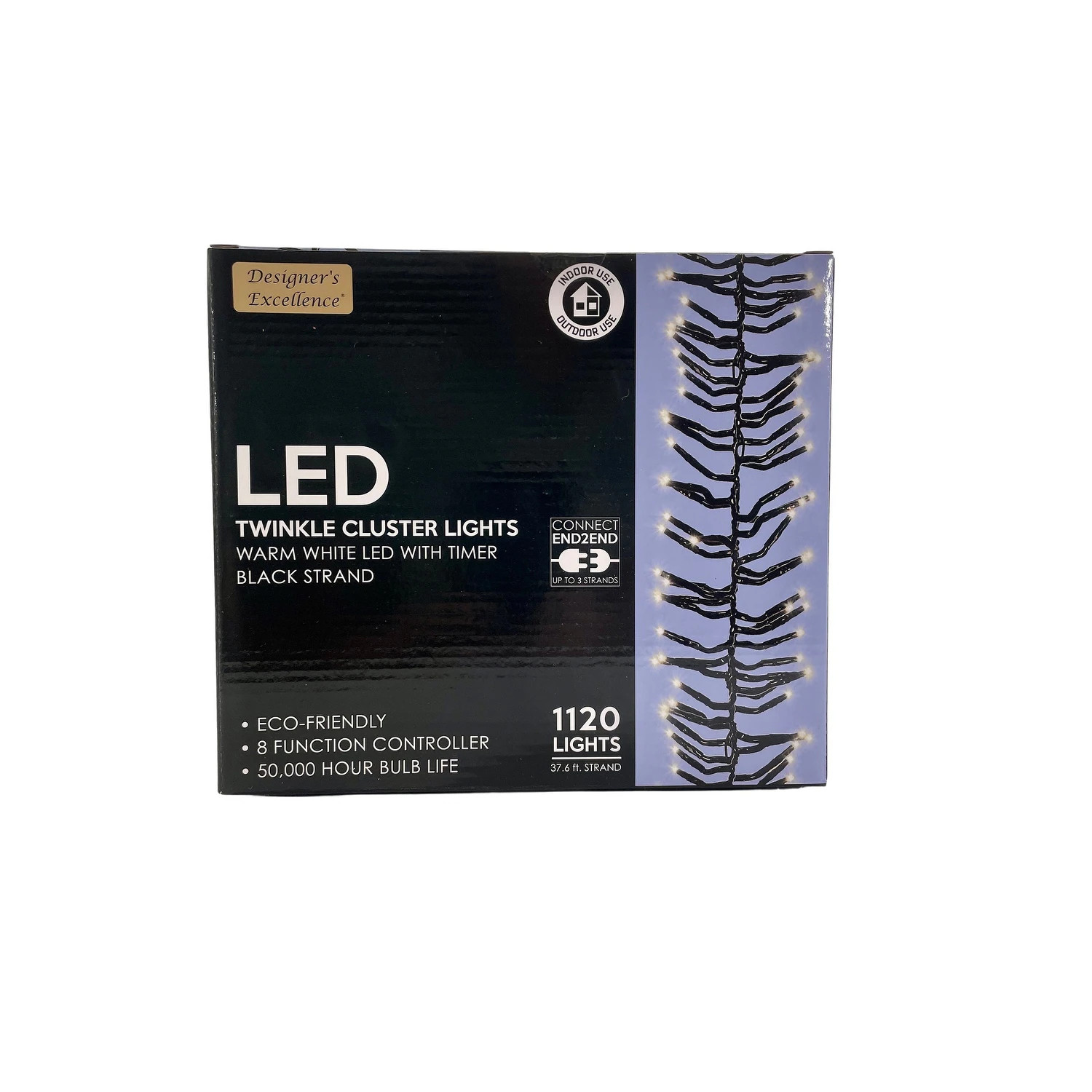 Direct Export 1120 LED Twinkle Cluster White Lights with Black Wire | Bed Bath & Beyond