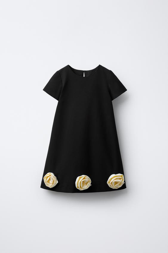 CONTRAST 3D FLORAL DRESS | Zara US