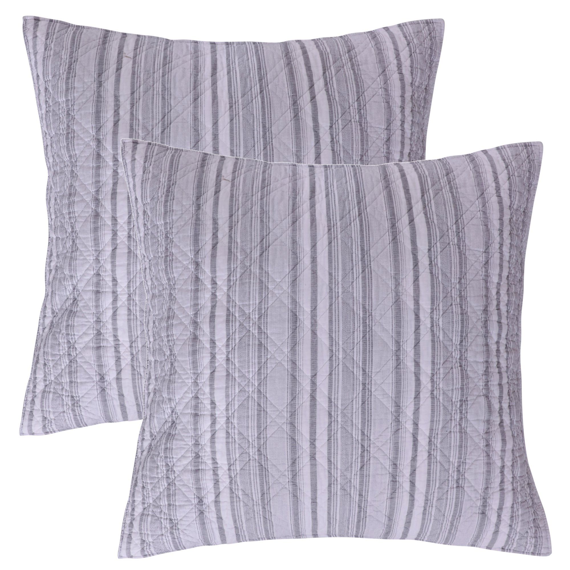 Levtex Home - Winterland - Euro Sham (26x26in.) Set of Two - Quilted Stripe - Grey and White - Co... | Walmart (US)