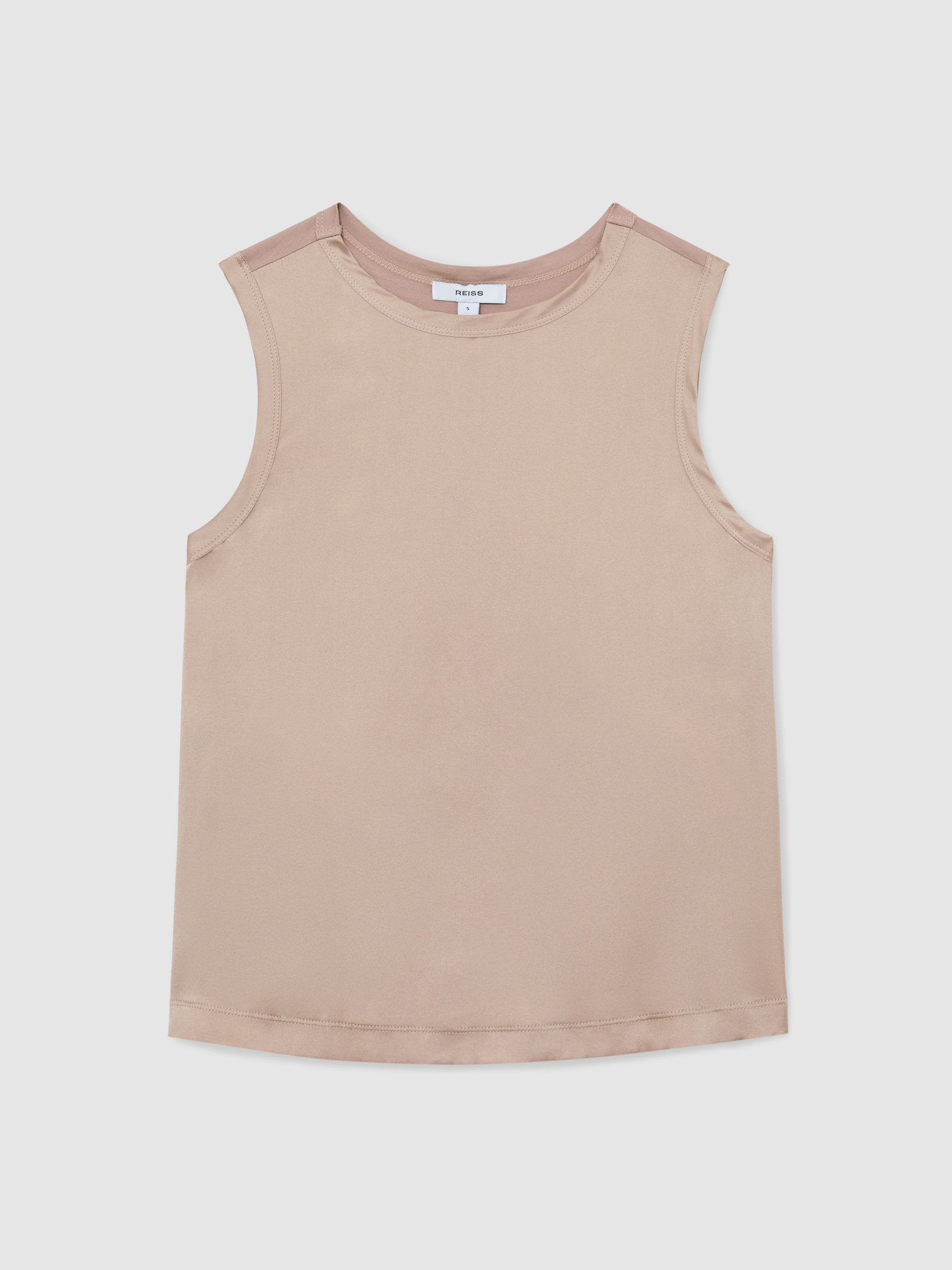 Reiss Silk-Front Jersey Vest in Bronze - REISS | Reiss UK