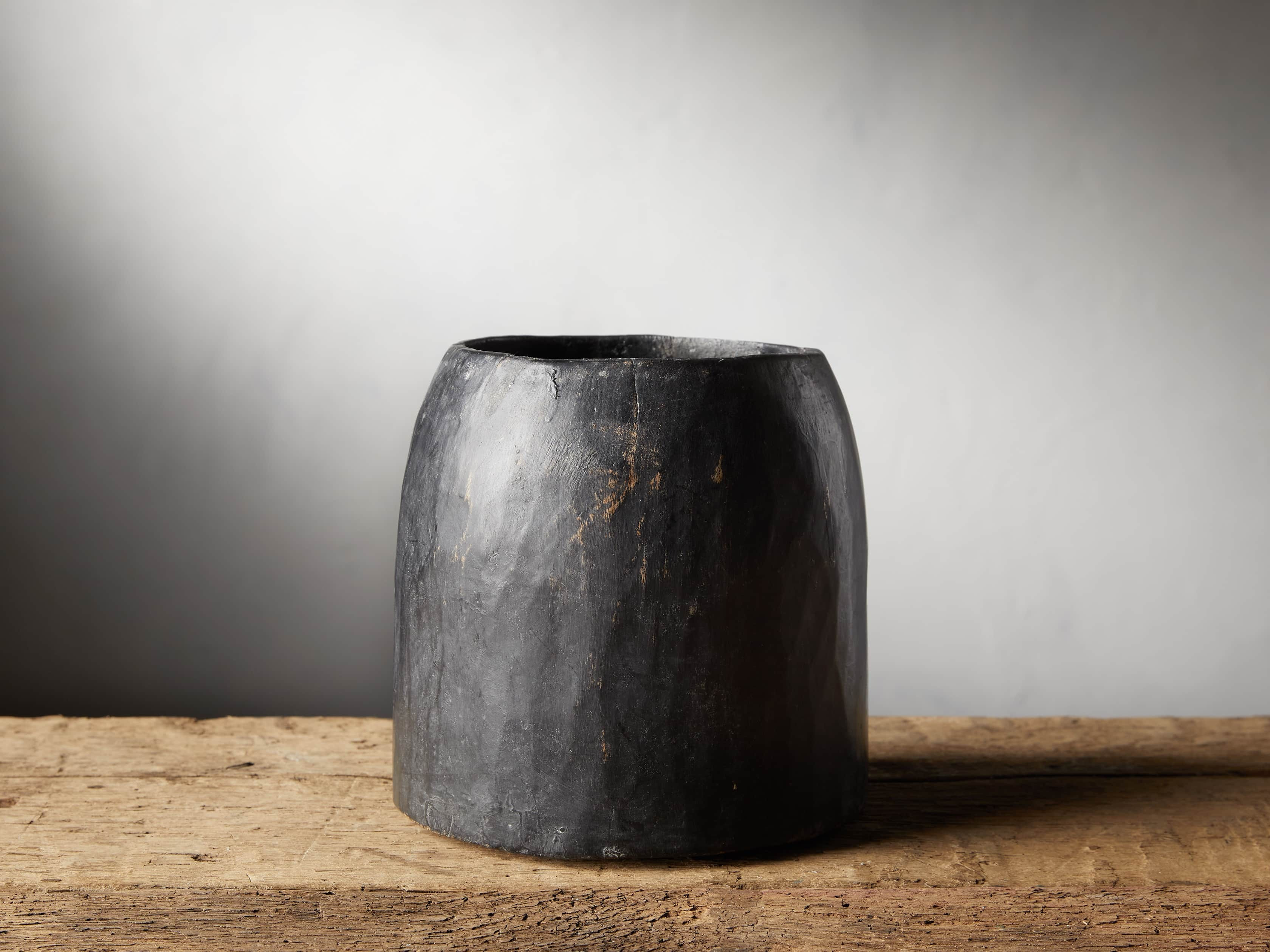 Reclaimed Wood Vessel in Black | Arhaus