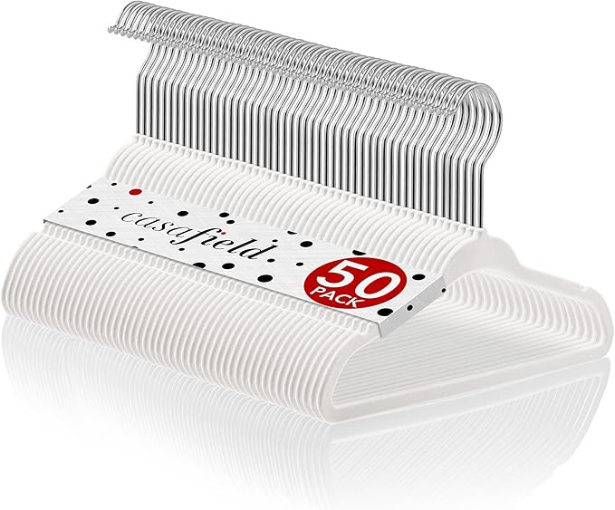 Casafield 50 Velvet Baby Hangers - 11" Size for Infant & Toddler Clothes - Ivory | Amazon (US)