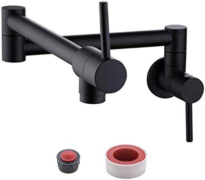 KES Kitchen Pot Filler Folding Faucet Brass Double Joint Swing Arm Sink Faucet Articulating Wall ... | Amazon (US)