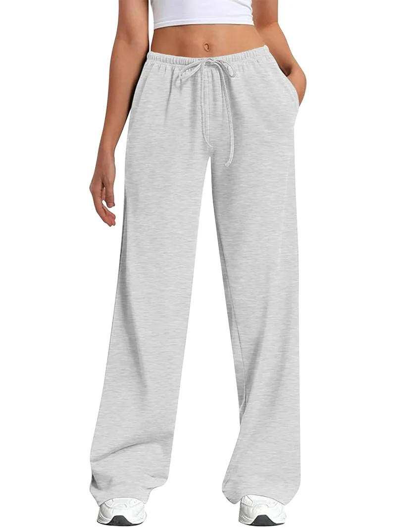 TEMOFON Women's Straight Leg Low rise Sweat Pants Wide Leg Sweatpants Drawstring Elastic Low Wais... | Walmart (US)