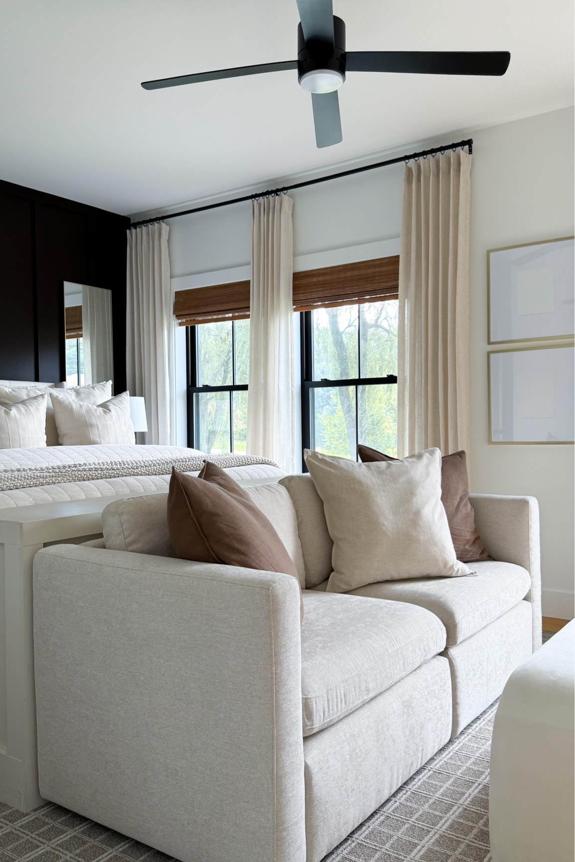 Wall colors | SW Black Bean & Pure White

I have been debating about painting the board and batten in our room for years now! Here’s a little advice; DO IT! I wish I had done it sooner 🙌🏻

Room makeover | bedroom makeover | master bedroom | bedroom design | bedroom styling | bedroom decor | organic modern bedroom | modern traditional interior 

#bedroomdesign 
#bedroommakeover 
#bedroomstyling 
#bedroomgoals 
#bedroominspo 
#bedroomdecor 
#bedroomfurniture 
#moderntraditional 
#organicmodern 
#featurewall 
#boardandbatten