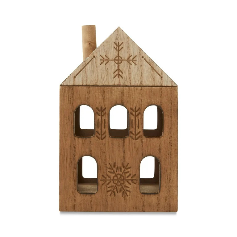Wood House Christmas Decoration, Brown, 7", by Holiday Time | Walmart (US)