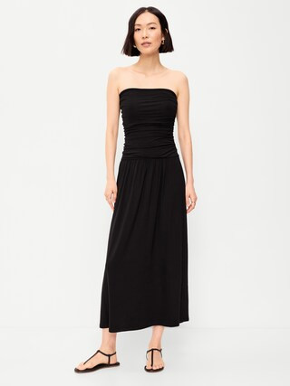 Fit & Flare Drop-Waist Maxi Tube Dress | Old Navy (US)