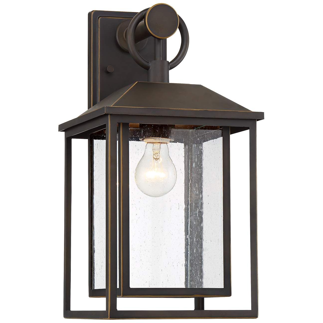 Califa 18" High Bronze Textured Glass Outdoor Wall Light | Lamps Plus