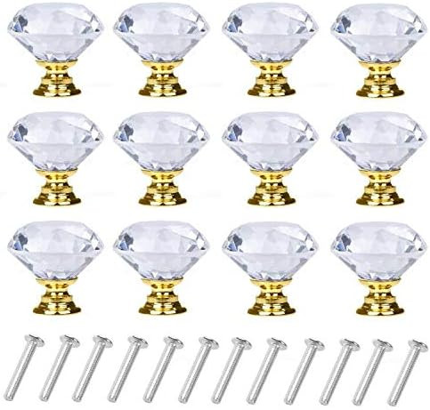 YourGift 6 Pack Drawer Knobs Diamond Shaped Crystal Glass 30mm Cabinet Knobs Pull Handles (30 mm, 6  | Amazon (US)