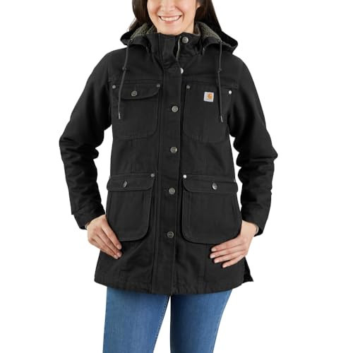 Carhartt Womens Loose Fit Weathered Duck Coat Outerwear, Black, XX-Large US | Amazon (US)