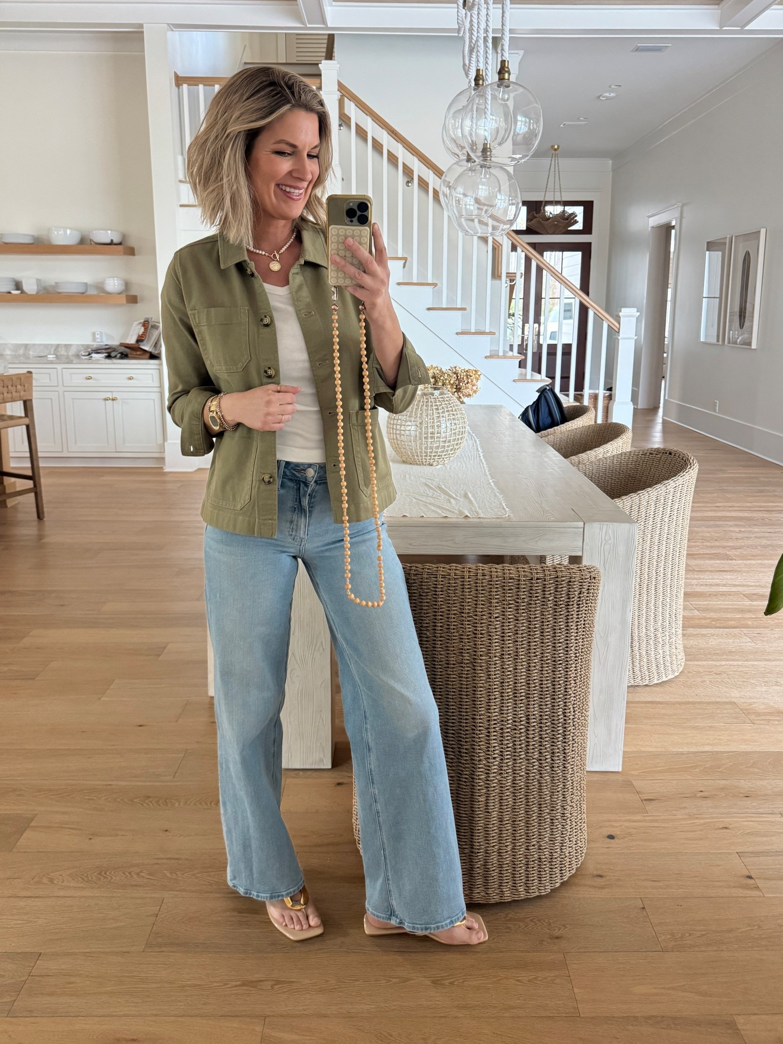 These jeans are great!  I find the inseam runs a little short compared to other brands.  I am 5’11” in 27x34. Small jacket. Xs white tee. Sandals true to size.  

#LTKootd #LTKTall #LTKOver40