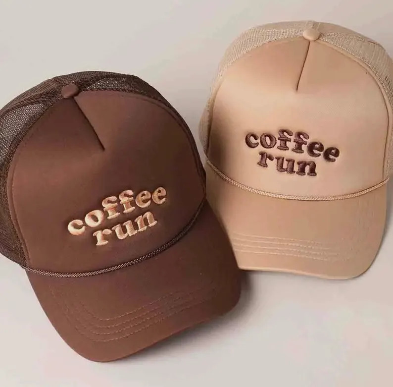Custom Embroidery Coffee Run Trucker Hat: Trendy Embroidered Caps - Etsy | Etsy (US)