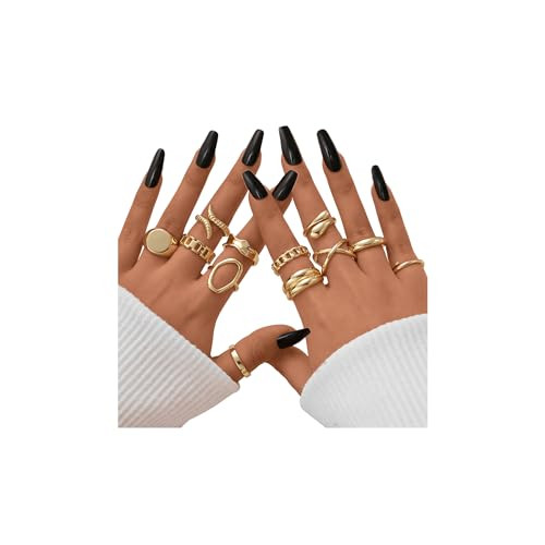 FAXHION 12PCS Gold Stackable Rings Set for Women, 18K Gold Plated Open Stacking Knuckle Ring, Adj... | Amazon (US)