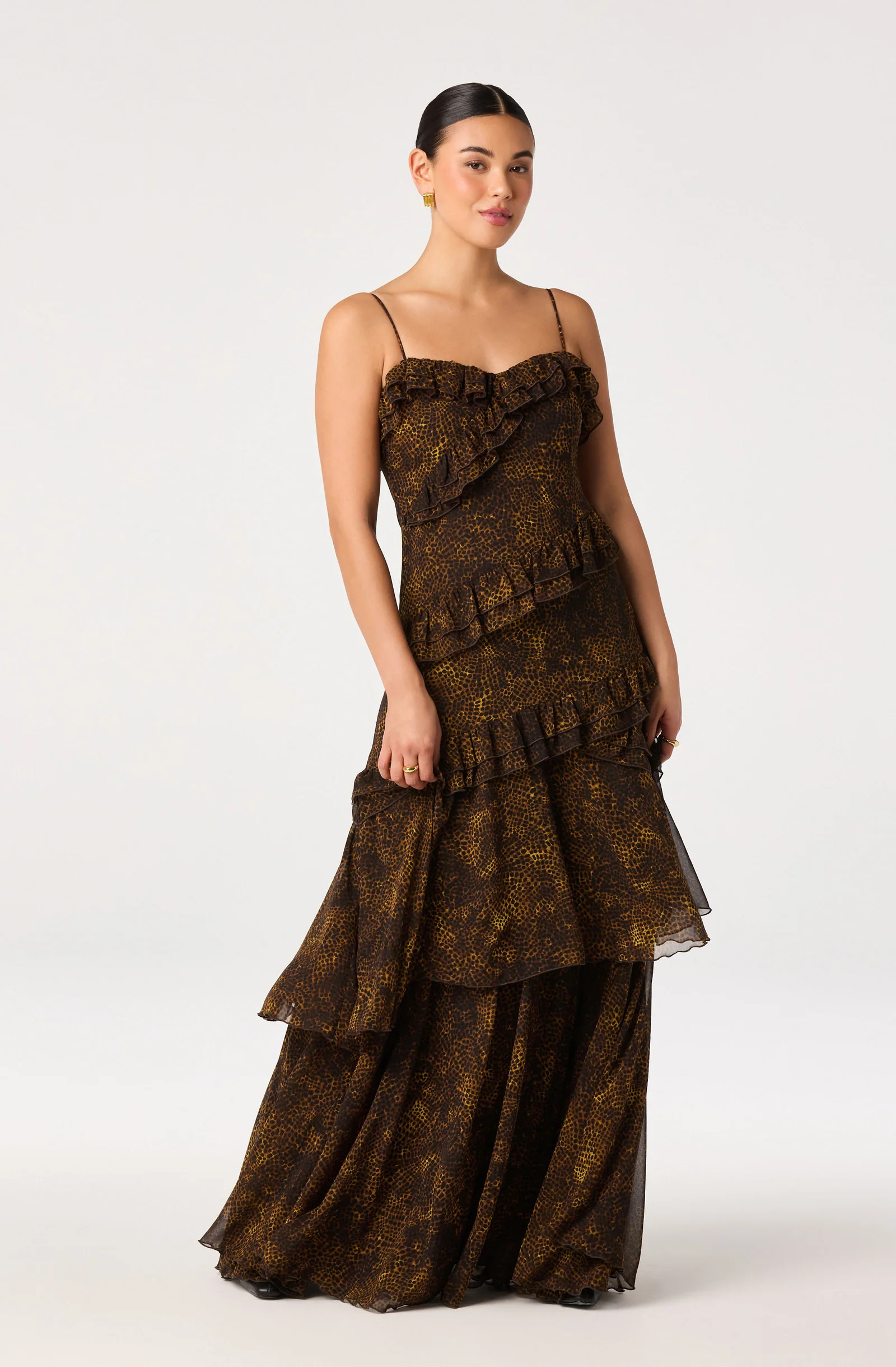 Journee Tiered Maxi Dress - Animal print / XS | ASTR The Label (US)