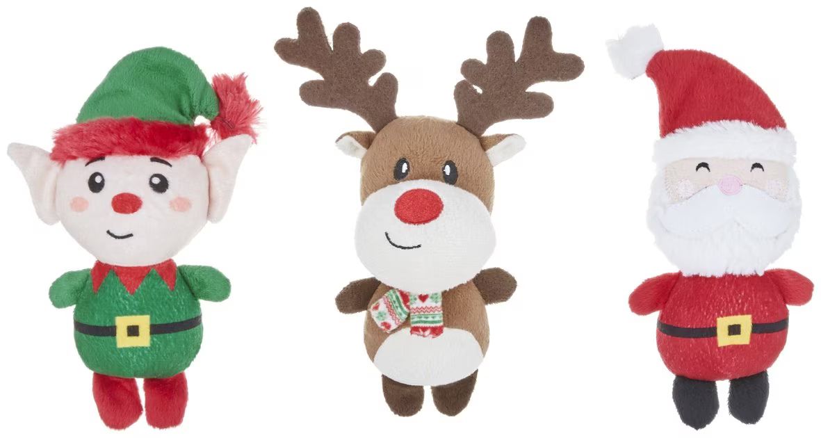 Frisco Holiday Santa's Helpers Plush Squeaky Dog Toy, 3-count | Chewy.com