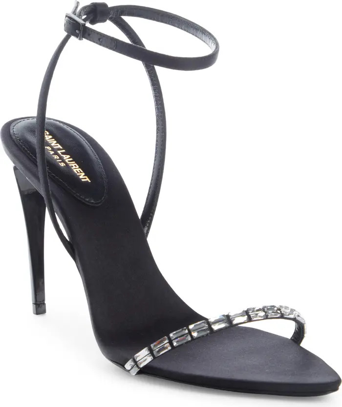 Saint Laurent Gloria Crystal Strap Sandal | Nordstrom | Nordstrom