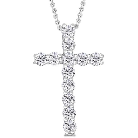 Itsy Bitsy by Gilded Sterling Silver & 14KT Gold Plated Silver Diamond Cross Pendant Necklace, 0.... | Amazon (US)