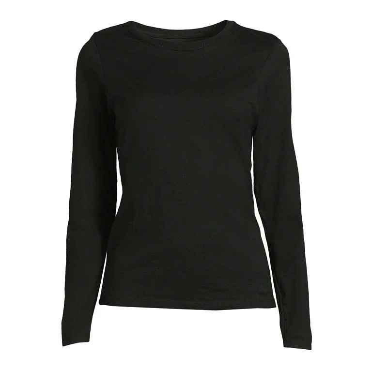 Hanes Women's Cotton Crew Neck T-Shirt with Long Sleeves, Sizes S-XXL | Walmart (US)