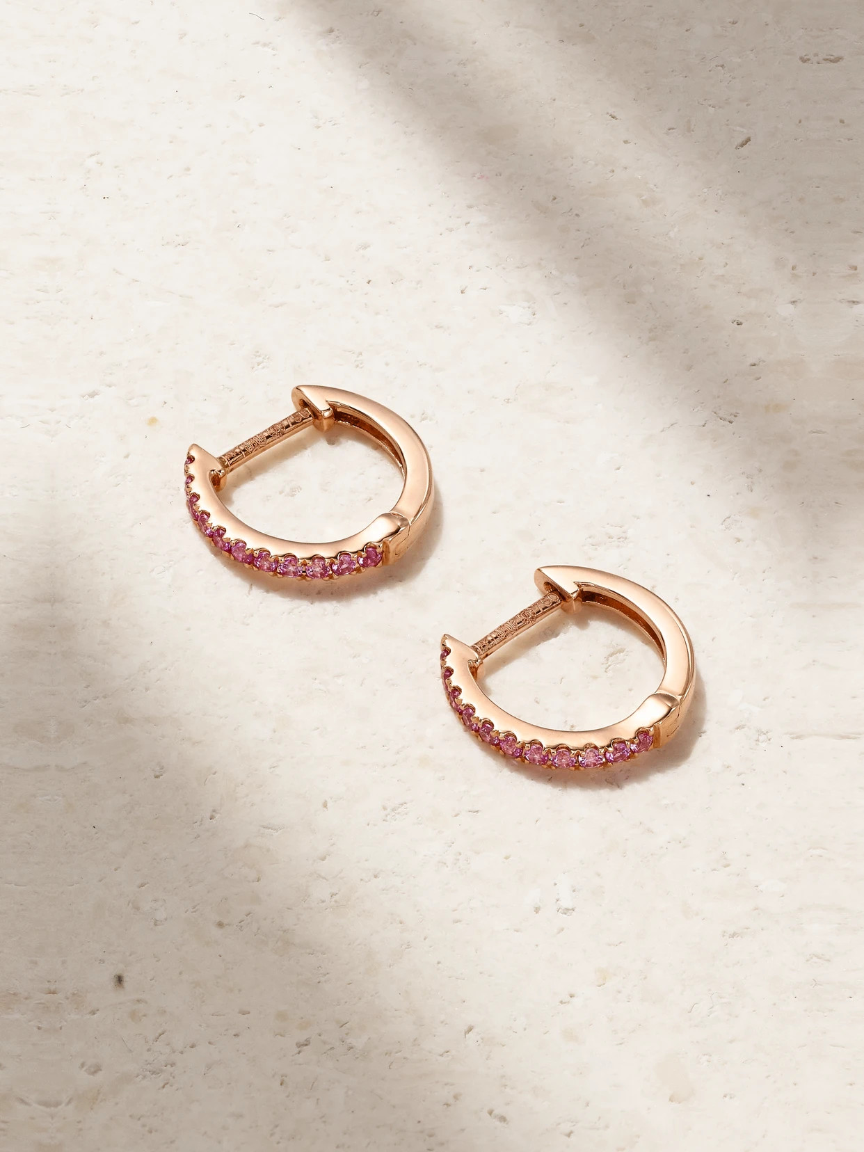 Anita Ko - Huggies 18-karat Rose Gold Sapphire Earrings - Pink | NET-A-PORTER (US)