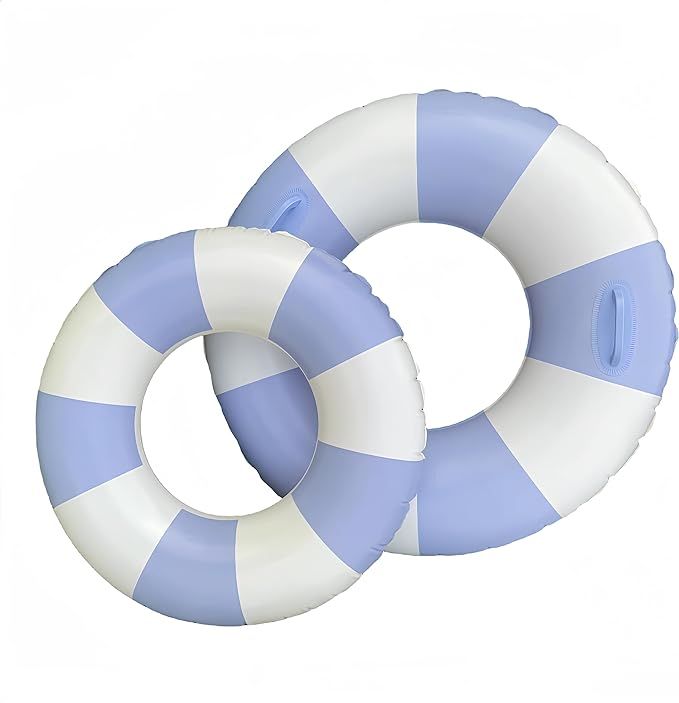 Owntide Large and Medium Swim Ring Set for Kids Adults, 35 and 25 Inch Classic Striped Pool Inner... | Amazon (US)