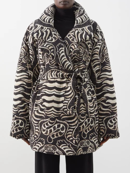 Norma Kamali - Tiger-print Padded Technical-shell Coat - Womens - Black White | Matches (US)