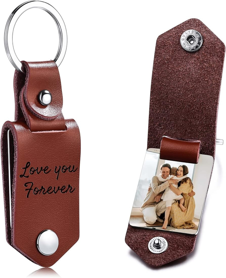 OTXIXTO Personalized Leather Keychain Gifts for Men/Boyfriend/Dad/Husband, Custom Picture Photo D... | Amazon (US)