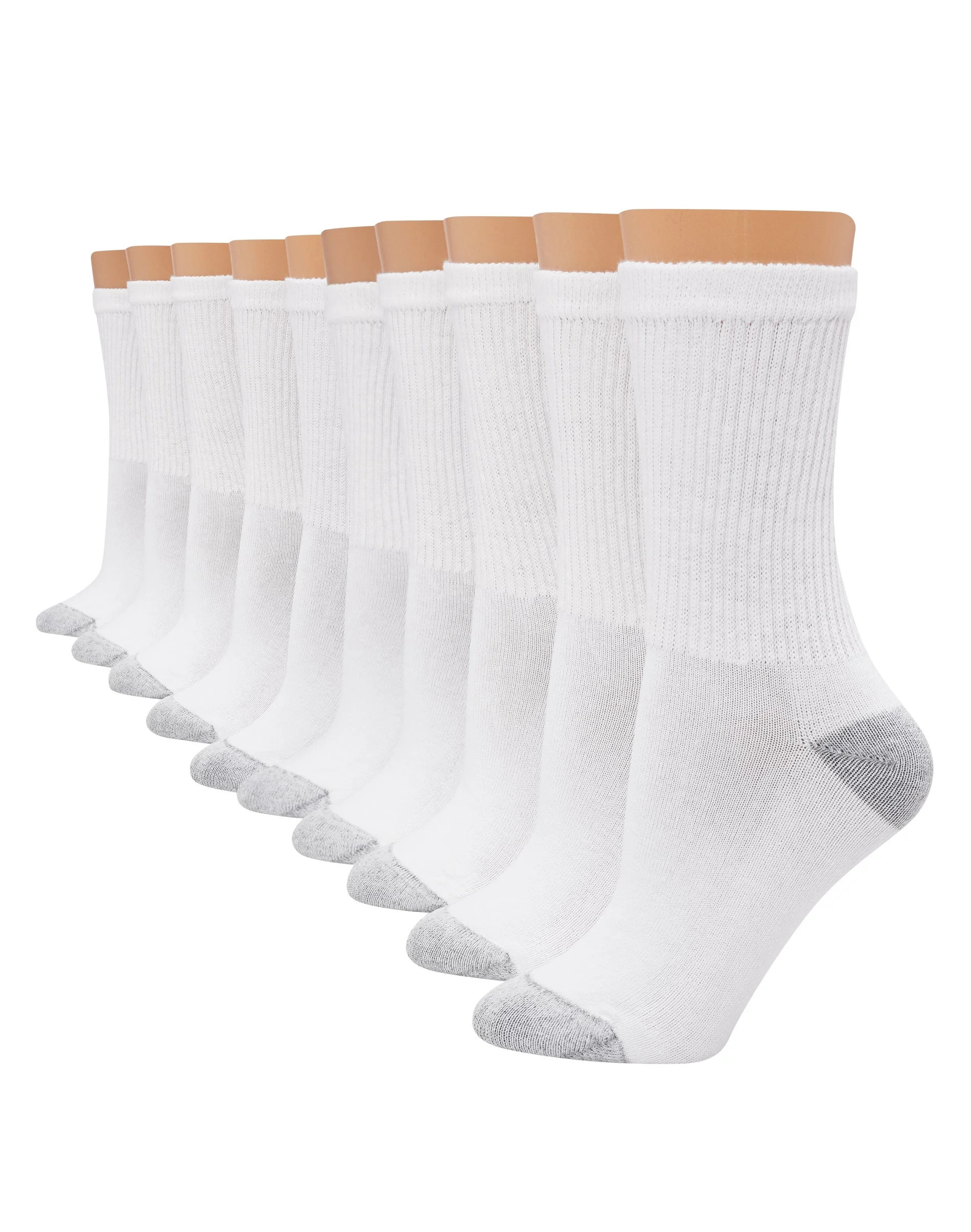 Hanes Women's Athletic Crew Socks, Full Sole Cushion, 10-Pairs White Size 10-12 | Walmart (US)