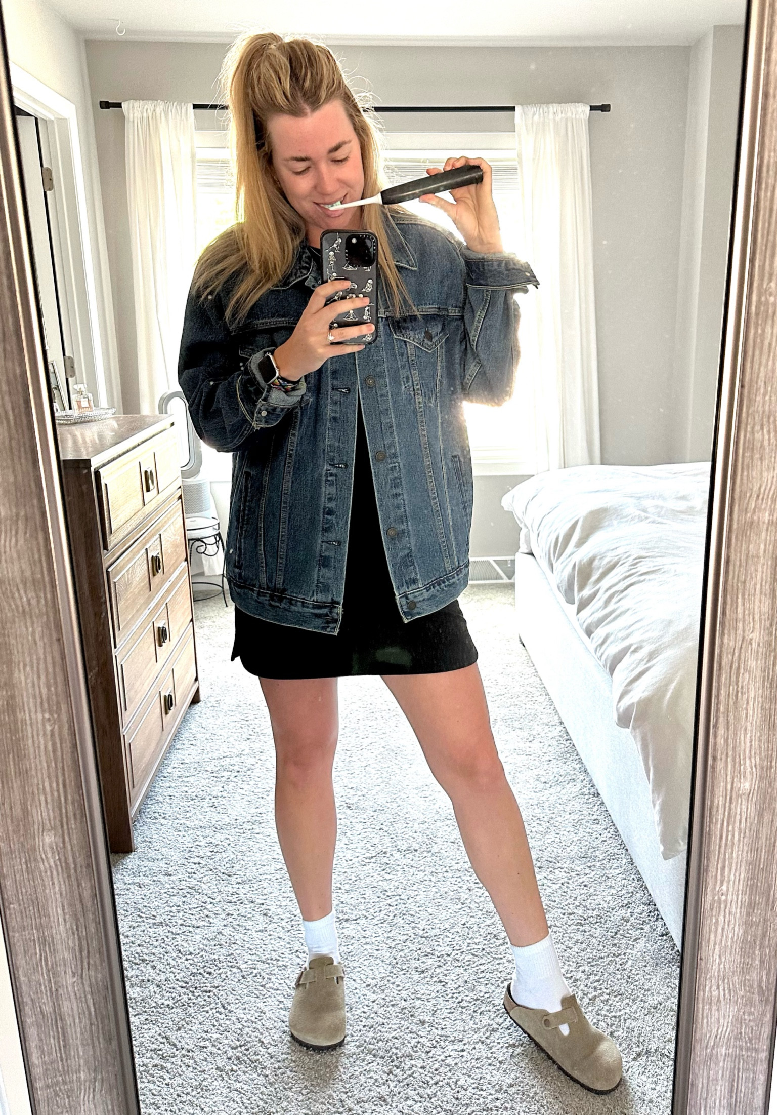 Skort outfit | athleisure outfit | denim jacket 

#LTKSeasonal #LTKunder50 #LTKstyletip