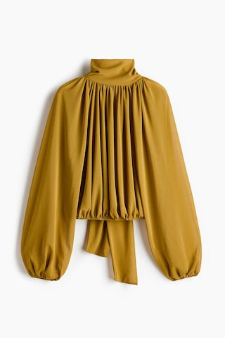 H & M - Tie-Neck Blouse - Yellow | H&M (US + CA)