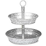 Galvanized Two Tiered Serving Stand - 2 Tier Metal Tray Platter for Cake, Dessert, Shrimp, Appetizer | Amazon (US)