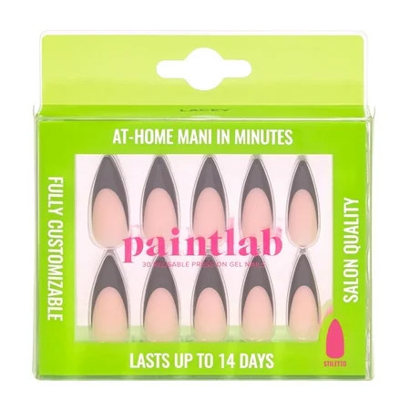 PaintLab Long Stiletto Press on False Nails Black 30 Count | Walmart (US)