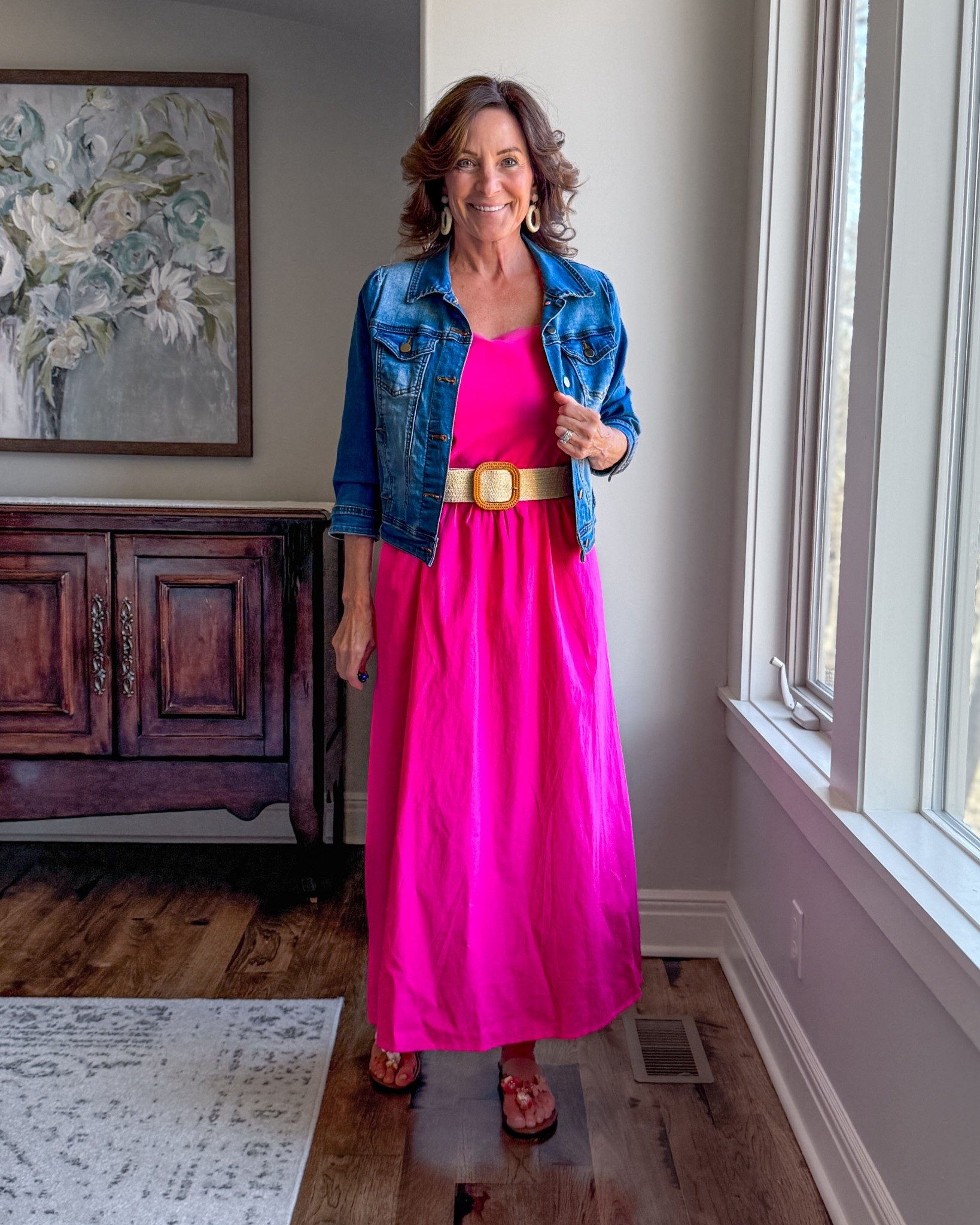 Bold color. Balanced edge. 💗

This vibrant pink maxi makes the statement — the denim jacket keeps it grounded and wearable.

Why it works:
• Saturated color commands attention
• Structured denim adds contrast
• Statement belt defines the waist

High-impact dress. Everyday styling.

#AmazonFashion #StyleOver40 #ModernMidlifeStyle #ConfidentStyle #WearTheColor