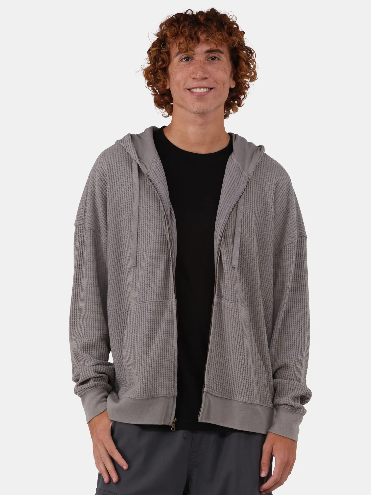 No Boundaries Hooded Thermal Shirt Hoodie, Men's & Big Men's | Walmart (US)