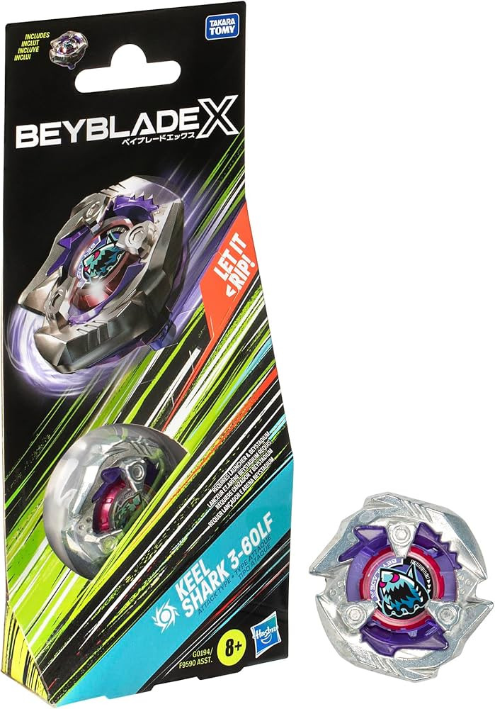 Beyblade X Keel Shark 3-60LF Booster Pack Set with Attack Type Right-Spinning Top; Battling Top T... | Amazon (US)