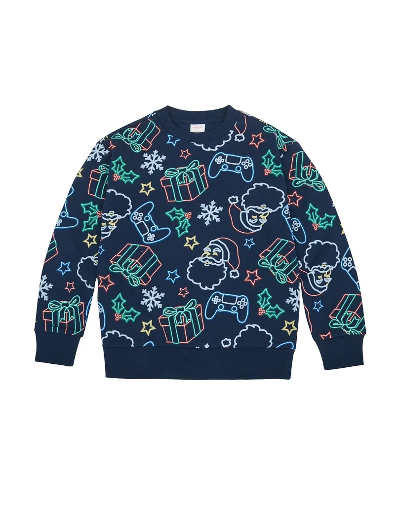 Holiday Time Boys Christmas Sweatshirt, Sizes 4-18 & Plus | Walmart (US)