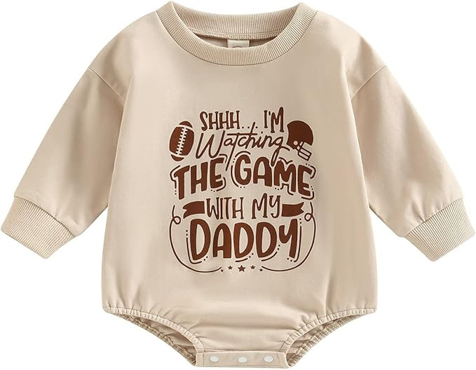 MERSARIPHY Baby Football Sweatshirt Romper Outfit Infant Girl Boy Funny Letter Long Sleeve Bodysu... | Amazon (US)