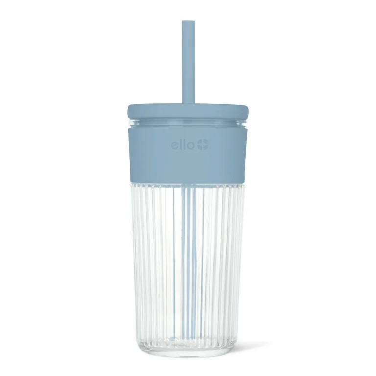 Ello Ava 18oz Glass Travel Mug - Blue | Walmart (US)