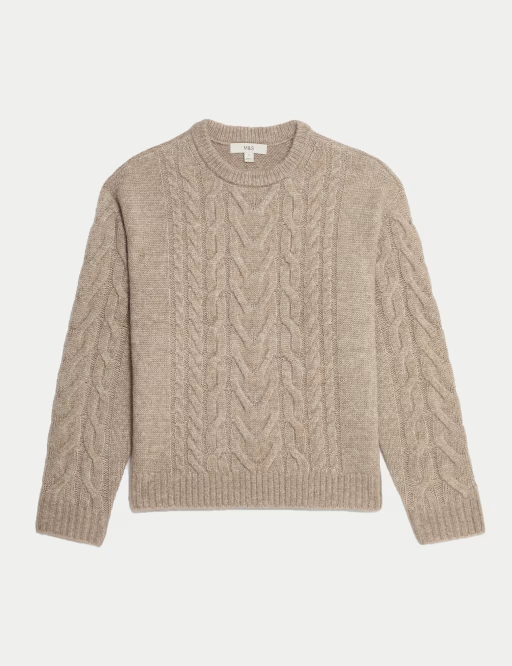 Cable Knit Crew Neck Jumper with Wool | Marks & Spencer (UK)