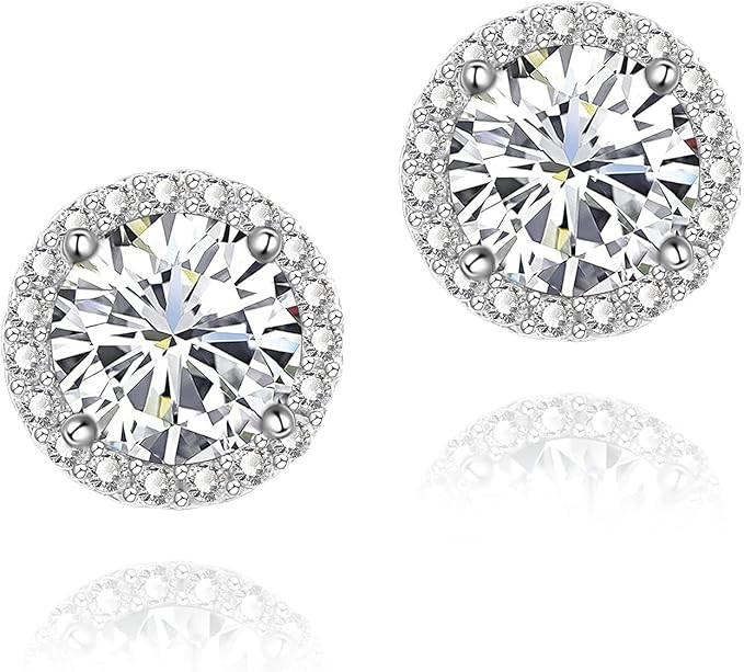 YOMELA Cubic Zirconia Earrings, Stud Earrings for Women Hypoallergenic White Gold Small Dainty Ha... | Amazon (CA)