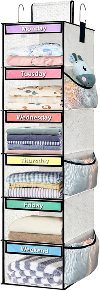 homyfort 6-Shelf Weekly Hanging Closet Clothes Organizer for Kids, Days of the Week Clothes Organ... | Amazon (US)