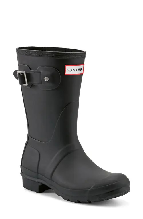 Hunter Original Short Waterproof Rain Boot in Black at Nordstrom, Size 7 | Nordstrom