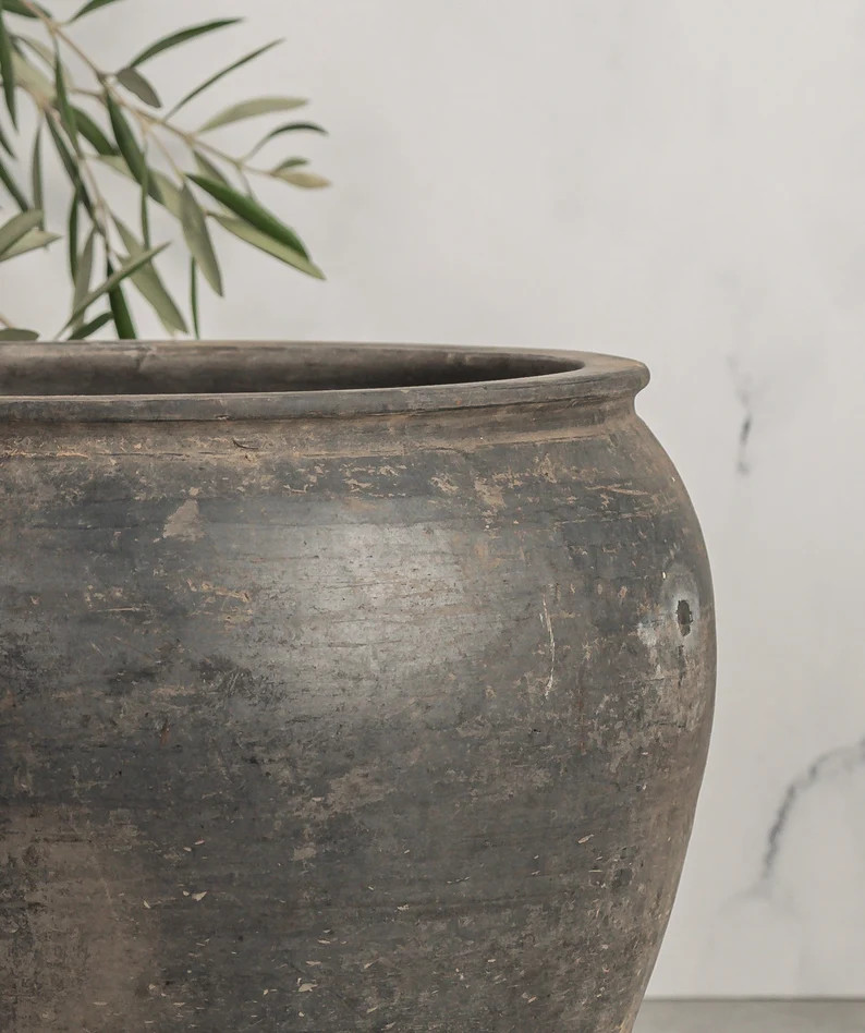Vintage Grey Black Clay Wabi Sabi Pot G1 free Shipping - Etsy | Etsy (US)
