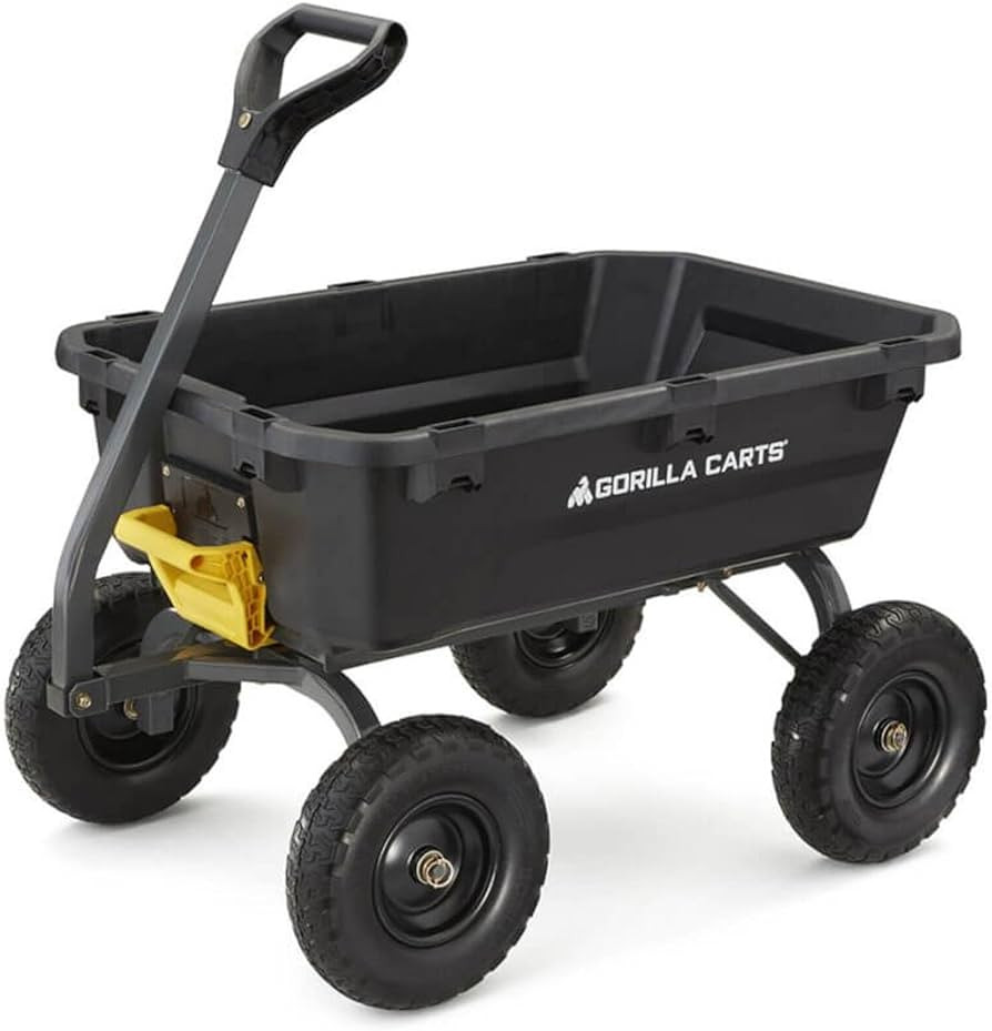 Gorilla Carts 7GCG-NF Heavy-Duty Poly Dump Garden Cart with No-Flat Tires, 7 Cubic Feet, 1200-Pou... | Amazon (US)